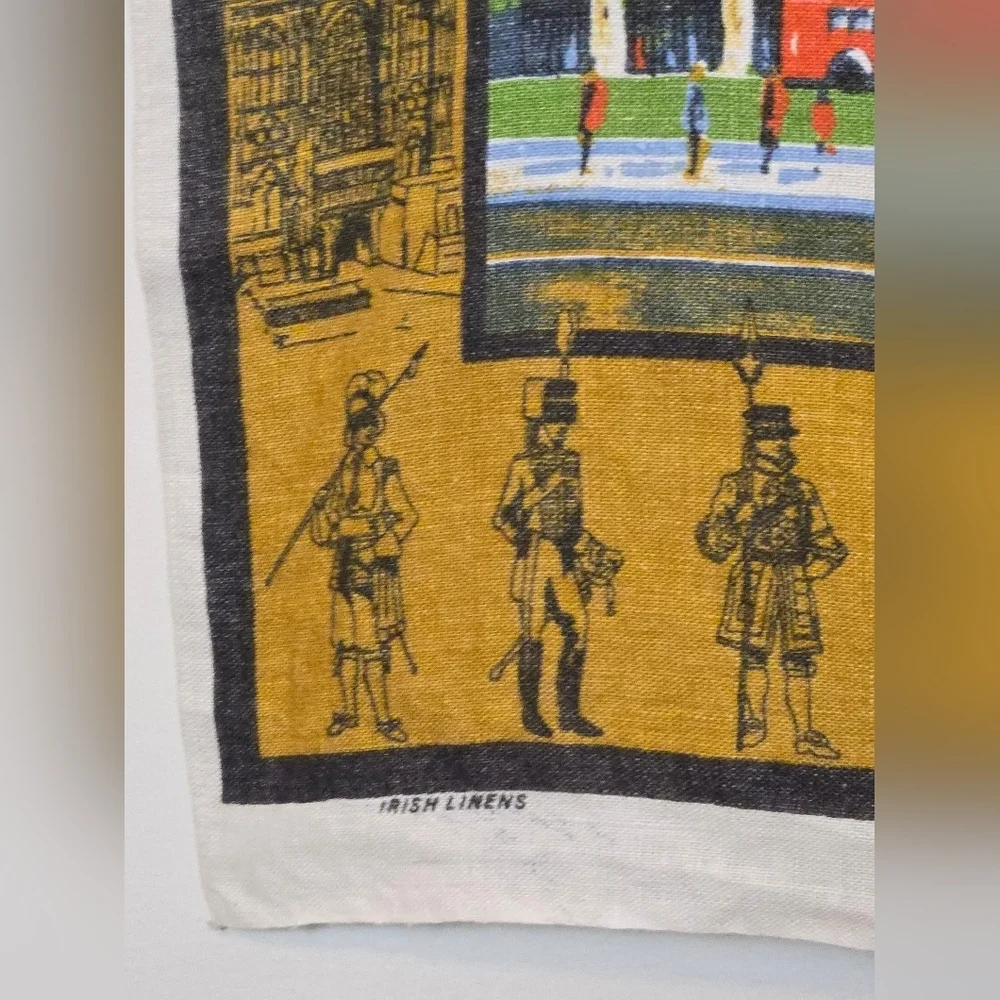 Vintage 70's Made In Ireland London Big Ben Linen Tea‎ Towel